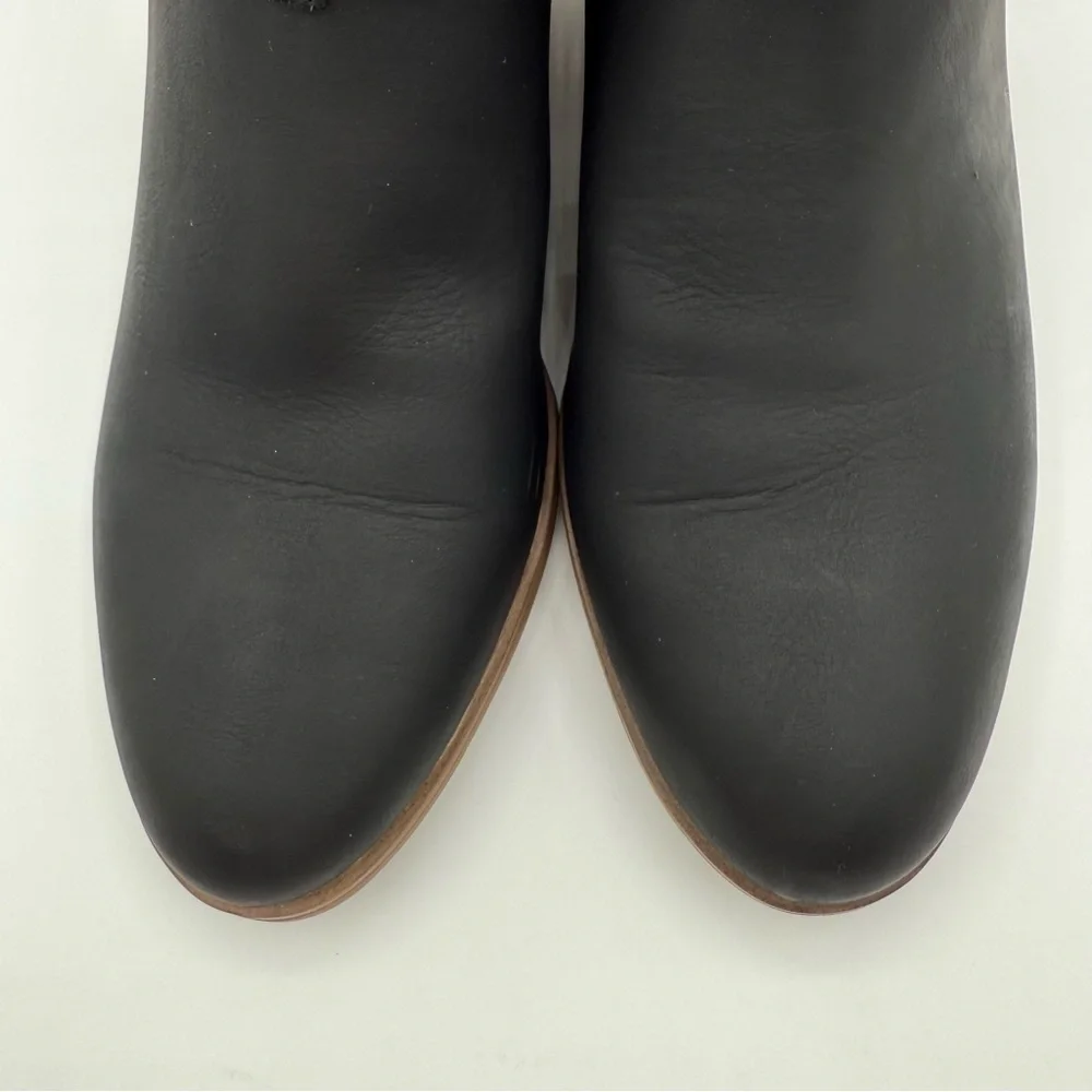 Dr. Scholl’s Literally Black Cutout Ankle Boots w/ Gold Buckle & Stacked Heel - Picture 6 of 16
